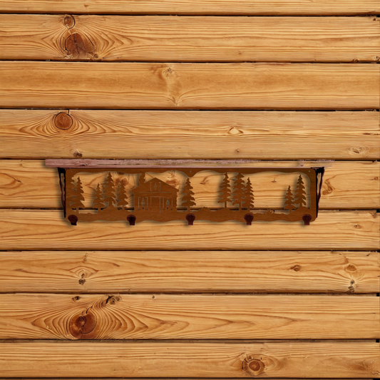SW-4704 Cabin in the Pines 34" Coat Hook Shelf
