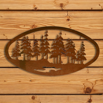 WA-73070 Pine Forest Oval Wall Art Horizontal