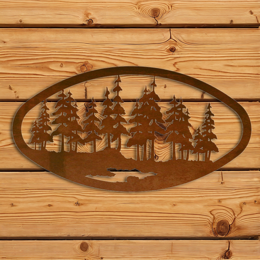 WA-73070 Pine Forest Oval Wall Art Horizontal