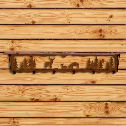 SW-5760 Deer Family 42" Coat Hook Shelf