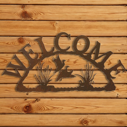WE-9610 Ducks/Cattail Horizontal Welcome Sign