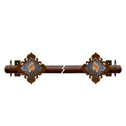 DR-9161 Picture Jasper Stone Rod Brackets Burnished