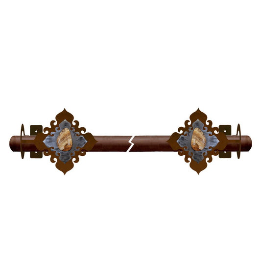 DR-9161 Picture Jasper Stone Rod Brackets Burnished