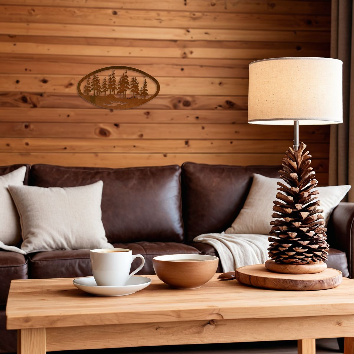 Pine Forest Oval Wall Art Horizontal