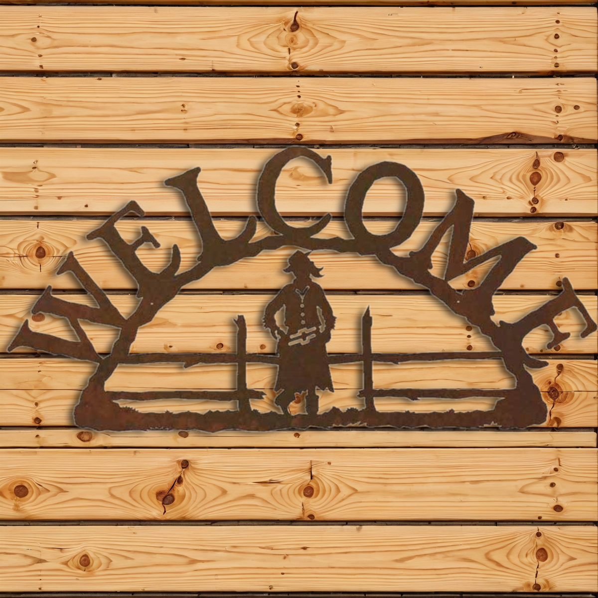 WE-9642 Cowgirl Horizontal Welcome Sign