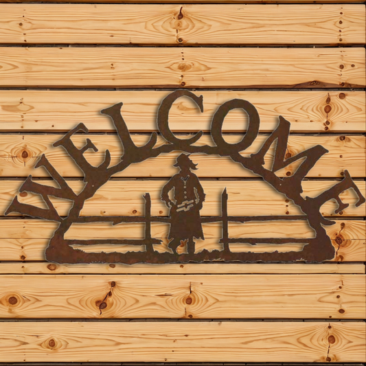 WE-9642 Cowgirl Horizontal Welcome Sign
