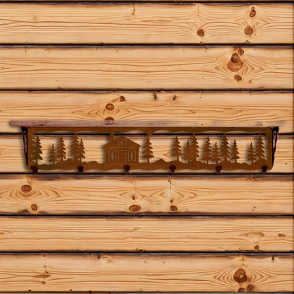 SW-5704 Cabin in the Pines 42" Coat Hook Shelf