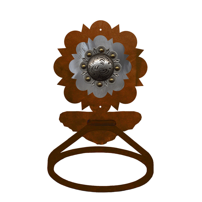 BA-7317 Round Silver Pico Concho Towel Ring