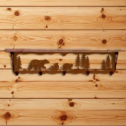 SW-4750 Bear Family 34" Coat Hook Shelf