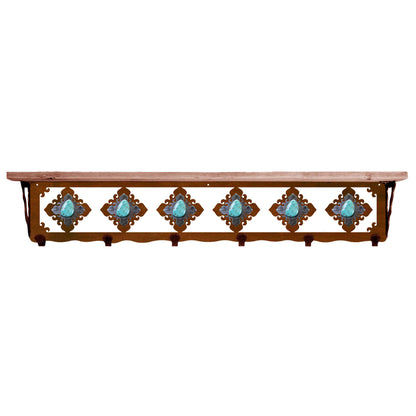 Turquoise Stone 42" Coat Hook Shelf