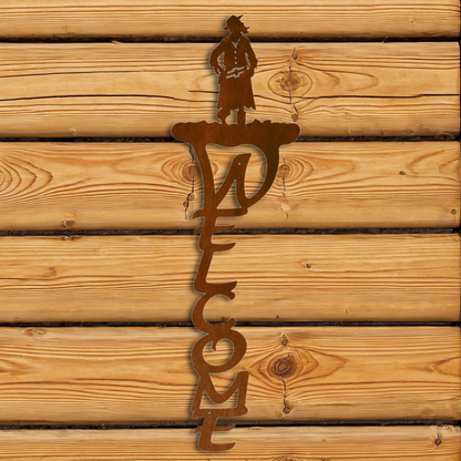 WE-2007 Cowgirl Vertical Welcome Sign
