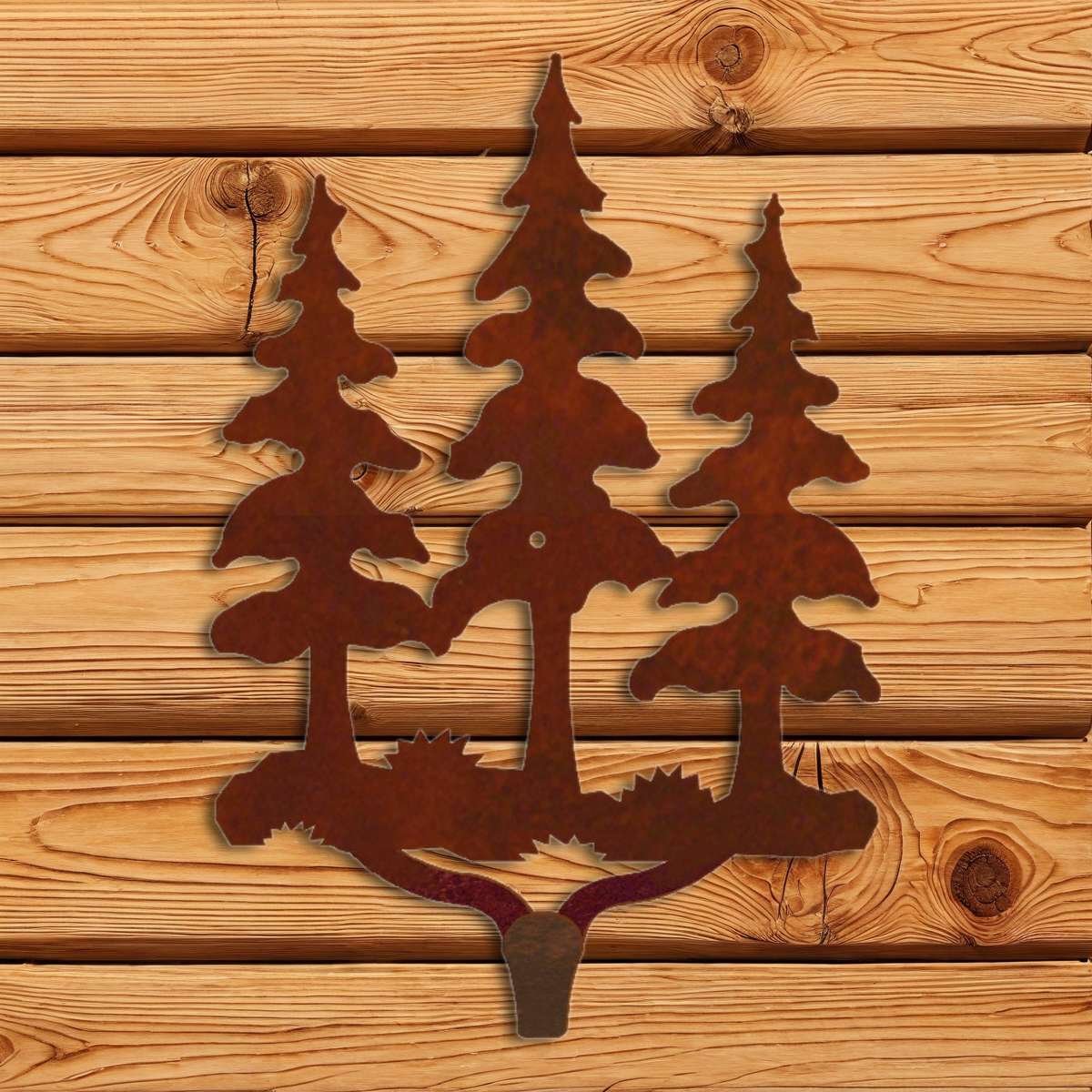 CHL-231 Triple Pine Trees Large Single Coat Hook