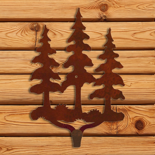 CHL-231 Triple Pine Trees Large Single Coat Hook