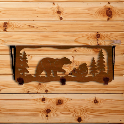 SW-3750 Bear Family 20" Coat Hook Shelf