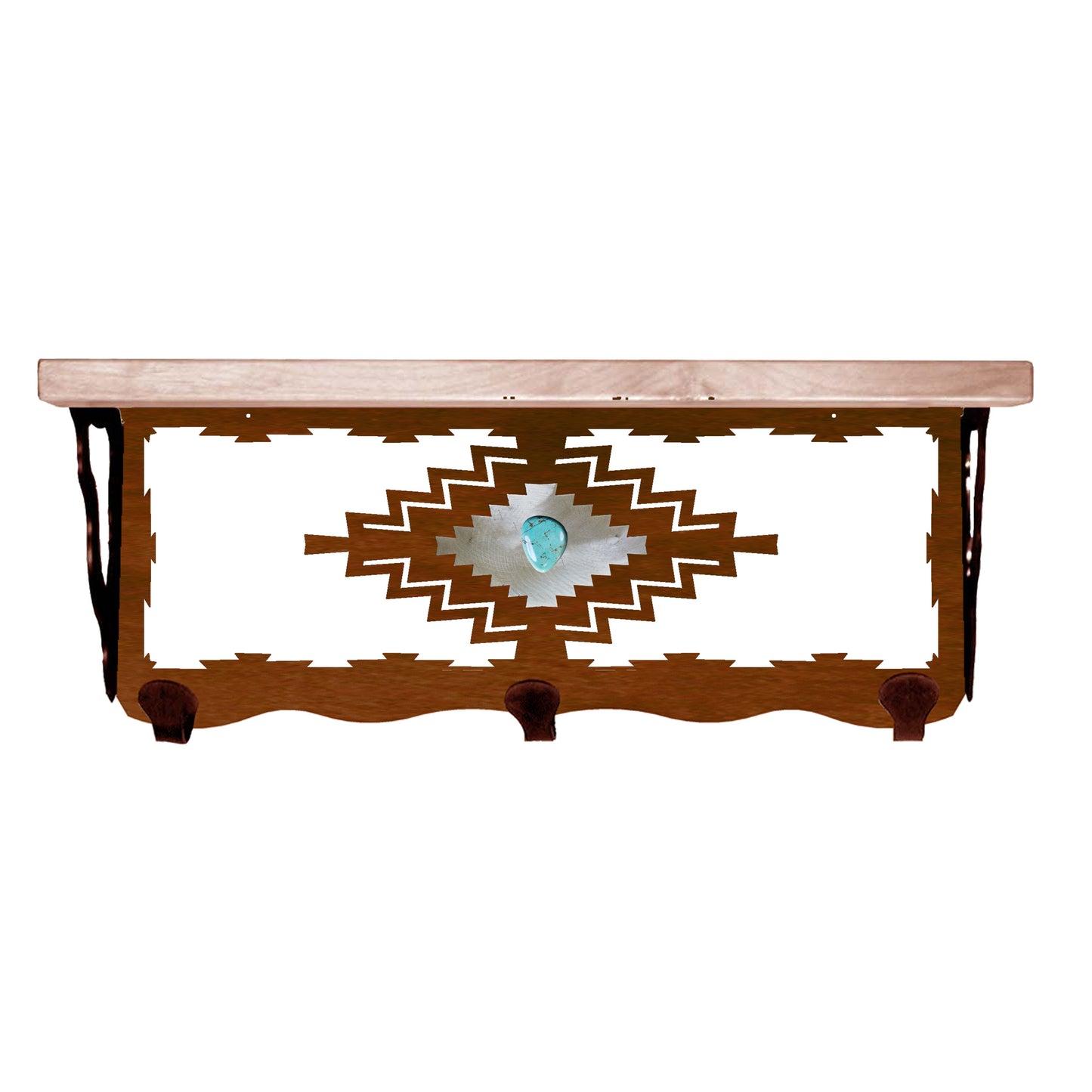 Desert Diamond/Turq Burnished 20" Coat Hook Shelf