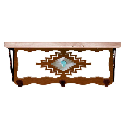 Desert Diamond/Turq Burnished 20" Coat Hook Shelf