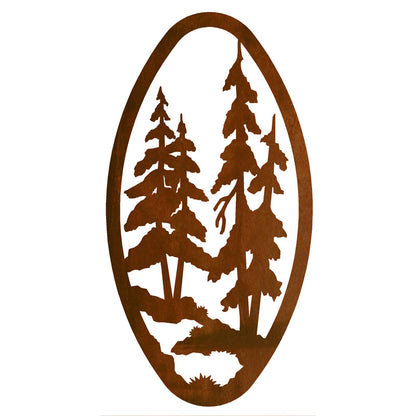 Pine Forest Oval Vertical Wall Art