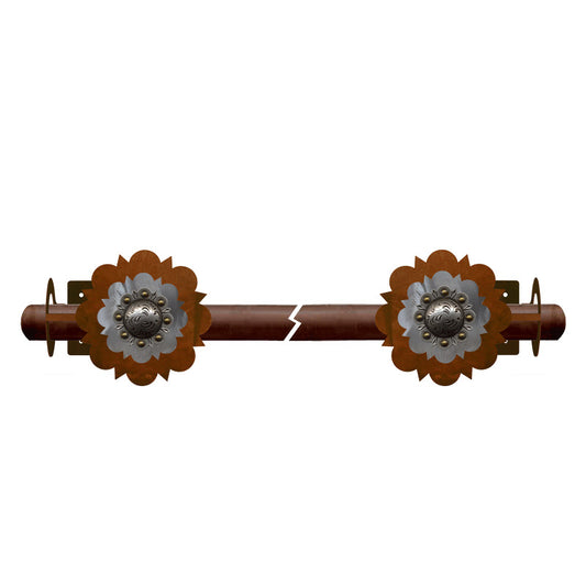 DR-9148 Round Silver Concho Rod Brackets Burnished