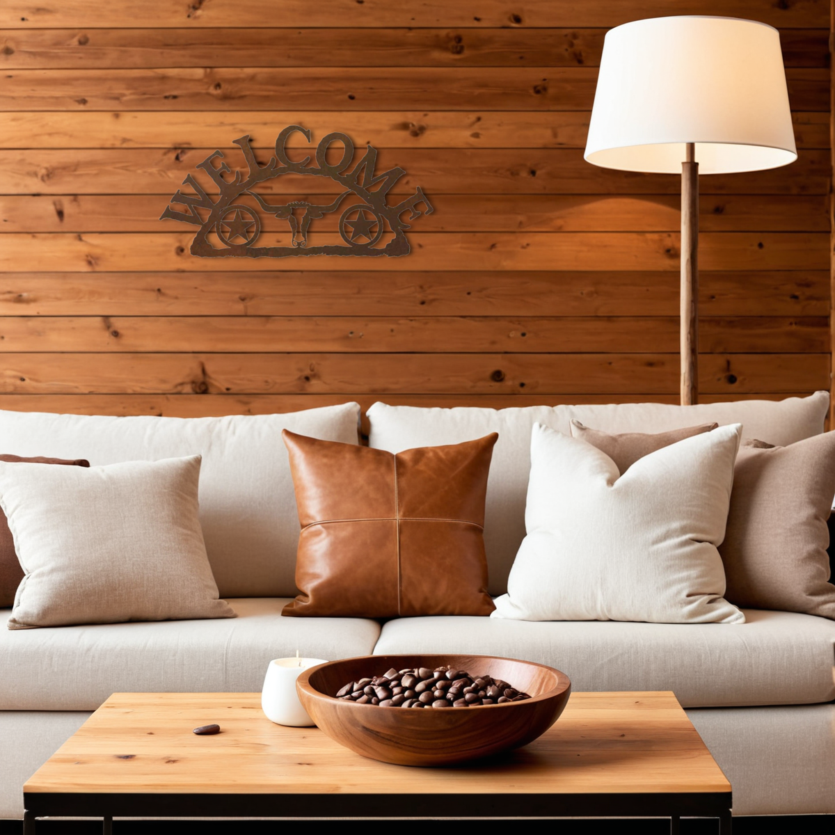 Texas Star/Long Horn Horizontal Welcome Sign