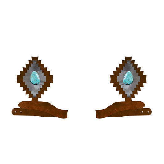 Desert Diamond with Turquoise Tie Back Burnished
