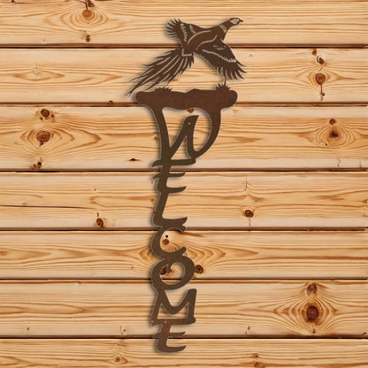 WE-2032 Pheasant Vertical Welcome Sign
