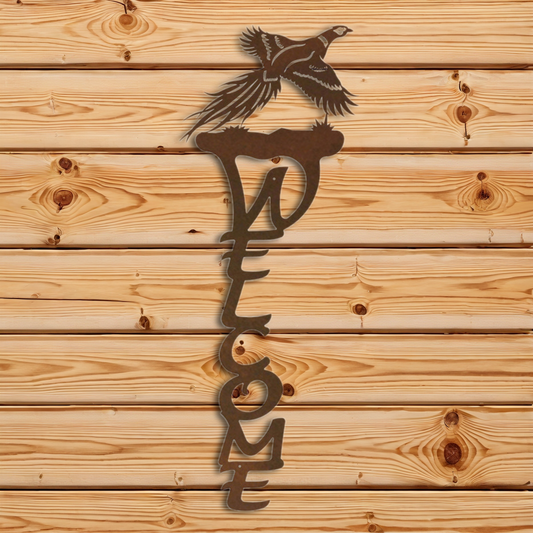 WE-2032 Pheasant Vertical Welcome Sign