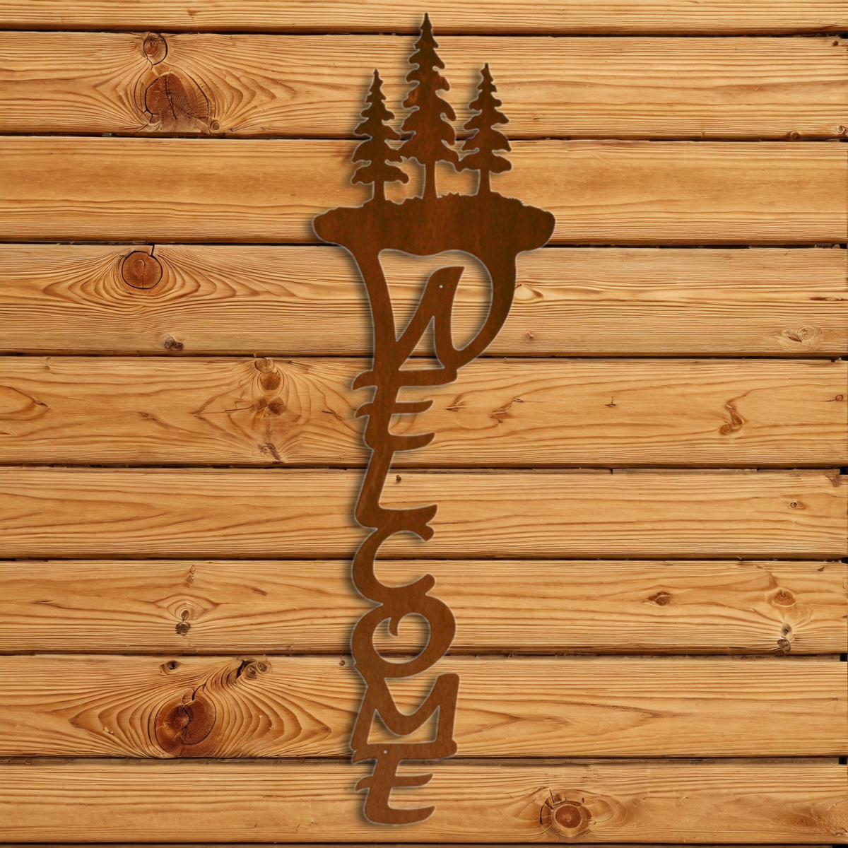 WE-2020 Pine Tree Vertical Welcome Sign