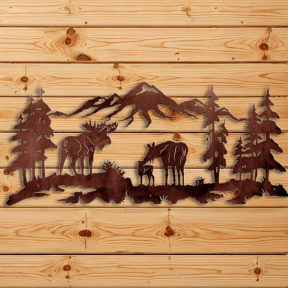 WA-6011 Moose Family Wall Art - 57"