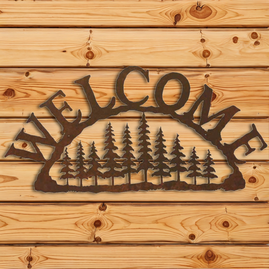 WE-9630 Pine Forest Horizontal Welcome Sign