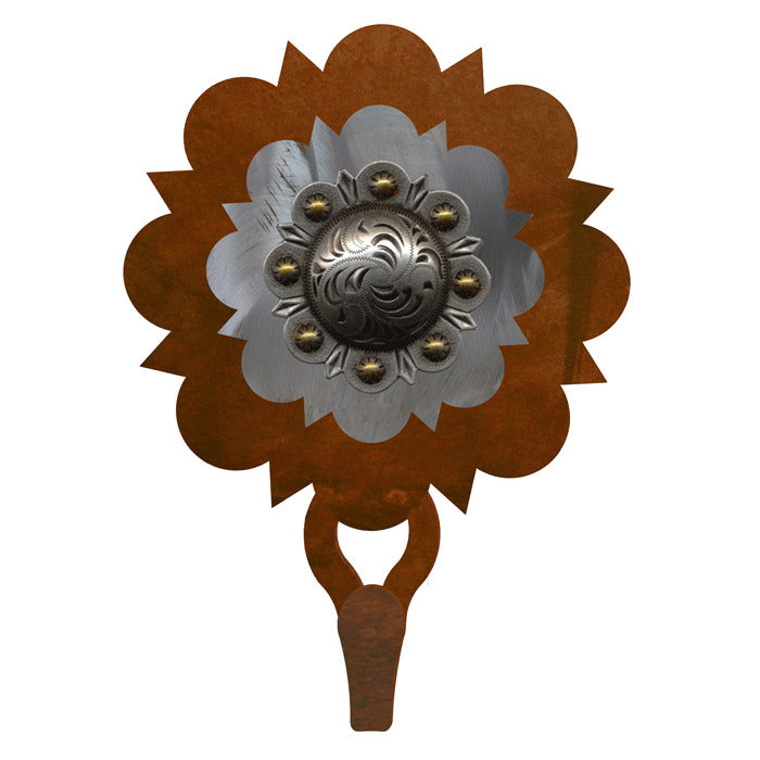 Round Silver Concho Large Single Coat Hook