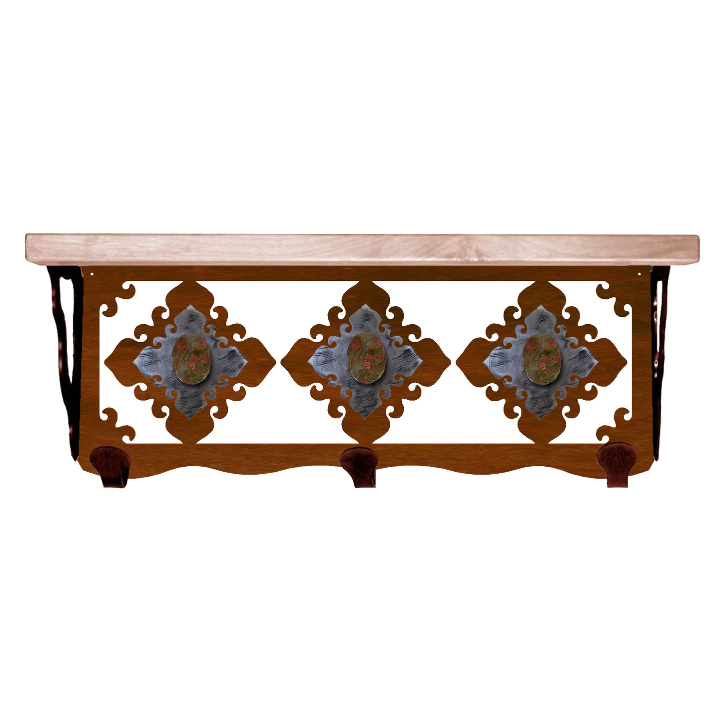 Unakite Stone 20" Coat Hook Shelf