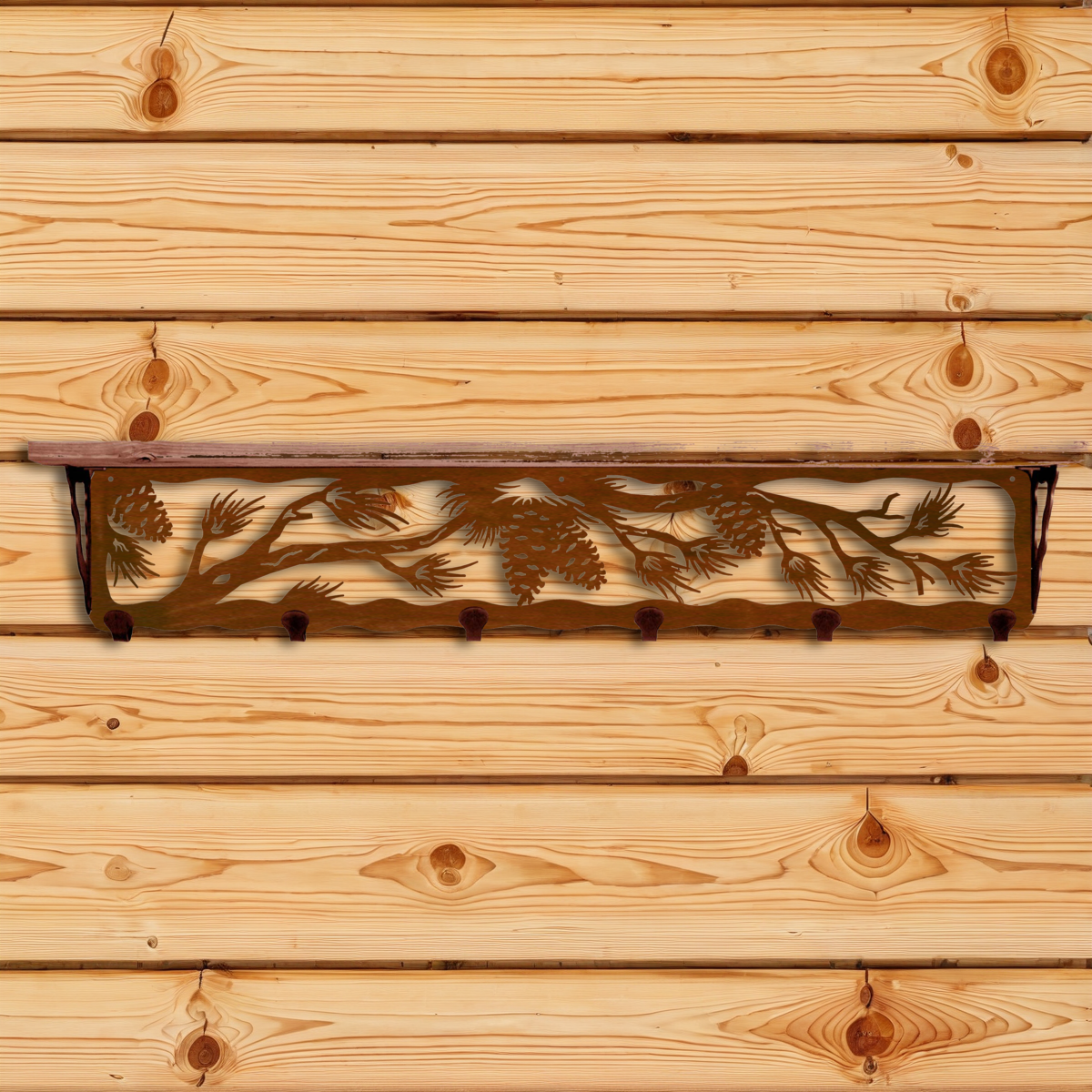 SW-5754 Pine Cone 42" Coat Hook Shelf