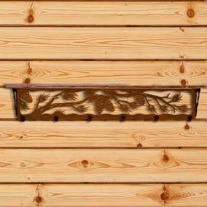 SW-5754 Pine Cone 42" Coat Hook Shelf
