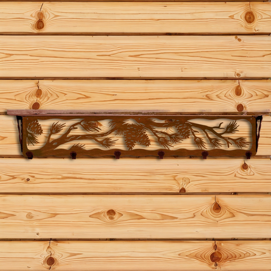 SW-5754 Pine Cone 42" Coat Hook Shelf