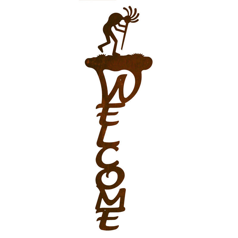 Kokopelli Vertical Welcome Sign