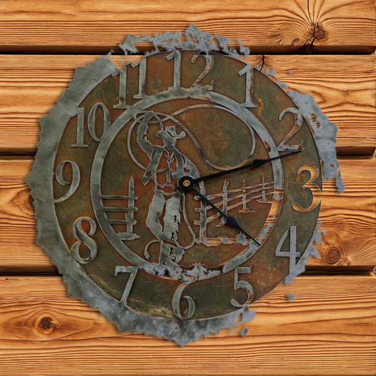 CL-5100 Roping Cowboy 12" Round Clock