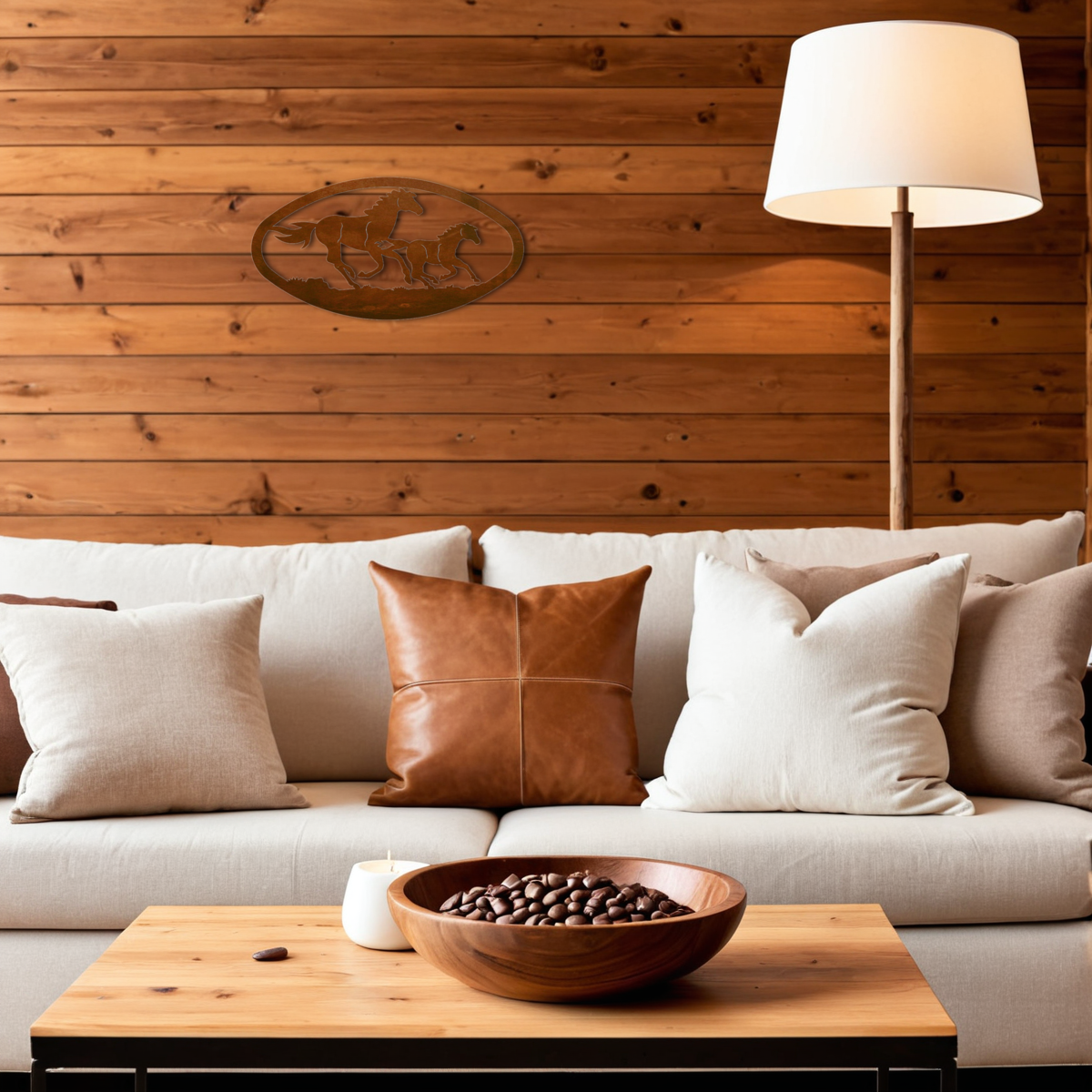 Running Horses Oval Wall Art Horizontal