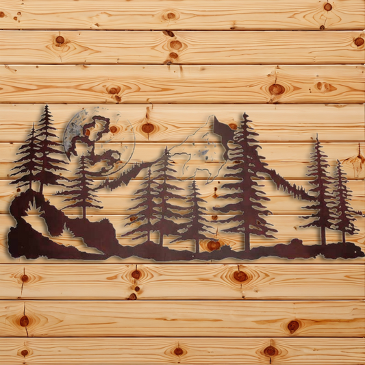 WAB-6070 Mountain Scene 57" Burnished Wall Art
