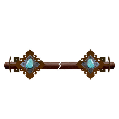 DR-9164 Turquoise Stone Rod Brackets Burnished