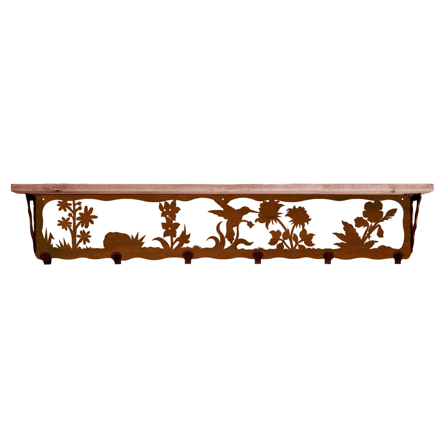 Hummingbird 42" Coat Hook Shelf