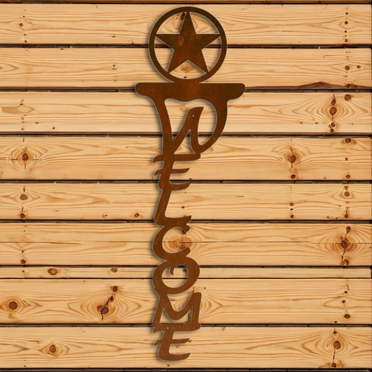 WE-2031 Texas Star Vertical Welcome Sign