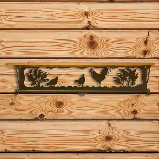 BA-3438 Rooster/Hen 34" Towel Bar Shelf