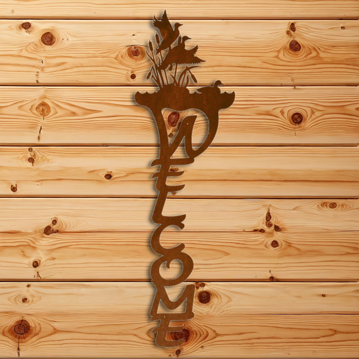 WE-2021 Ducks/Cattail Vertical Welcome Sign