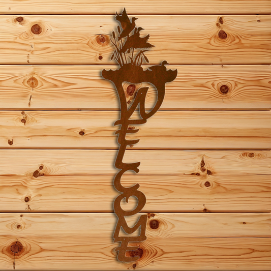 WE-2021 Ducks/Cattail Vertical Welcome Sign