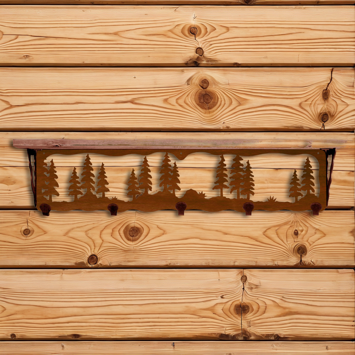 SW-4726 Pine Forest 34" Coat Hook Shelf