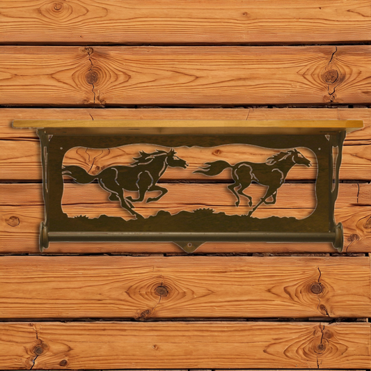 BA-2042 Wild Horses 20" Hand Towel Bar Shelf
