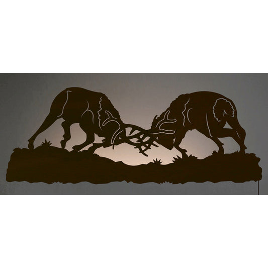 Fighting Elk 42" Back Lite Wall Art