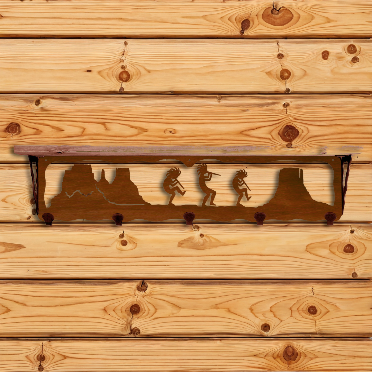 SW-4721 Kokopelli 34" Coat Hook Shelf