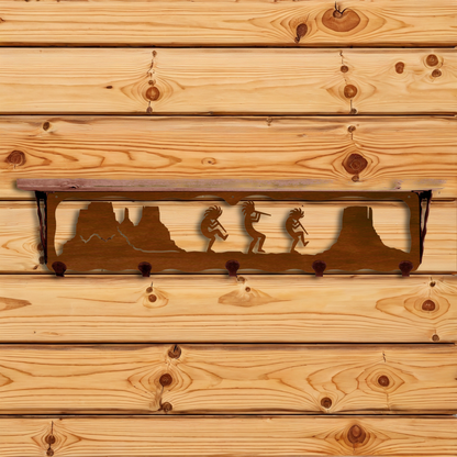 SW-4721 Kokopelli 34" Coat Hook Shelf