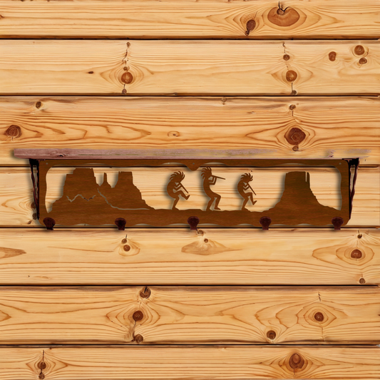 SW-4721 Kokopelli 34" Coat Hook Shelf